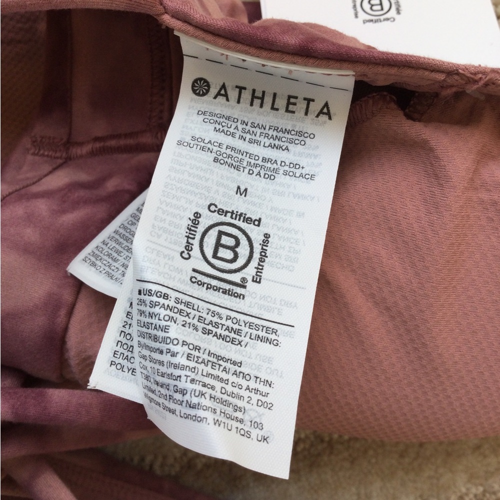 NWT Athleta Solace Printed Sports Bra Yoga Riptide Palermo Size Medium - Picture 12 of 13